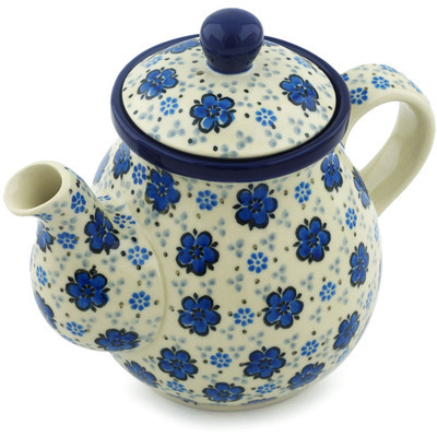 Polish Pottery Tea or Coffee Pot 20 oz Flowing Blues