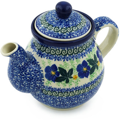 Polish Pottery Tea or Coffee Pot 20 oz Infinity Flower
