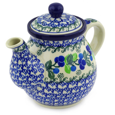 Polish Pottery Tea or Coffee Pot 20 oz Limeberry