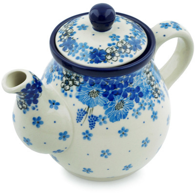 Polish Pottery Tea or Coffee Pot 20 oz Morning Glory UNIKAT