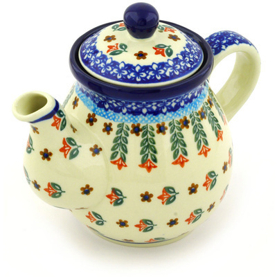 Polish Pottery Tea or Coffee Pot 20 oz Plentiful Field