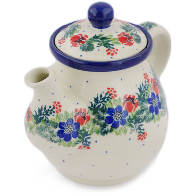 Polish Pottery Tea or Coffee Pot 20 oz Polish Wreath