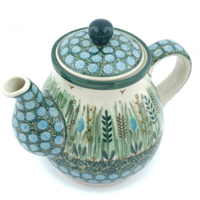 Polish Pottery Tea or Coffee Pot 20 oz Prairie Land UNIKAT