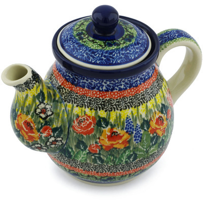 Polish Pottery Tea or Coffee Pot 20 oz Splendid Morning Glow UNIKAT