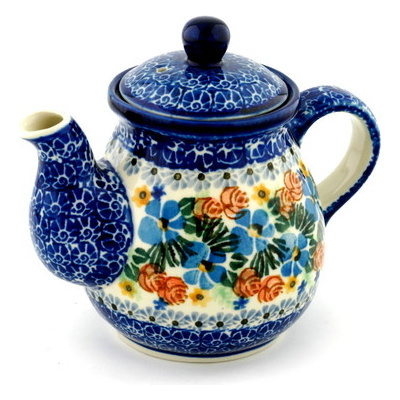 Polish Pottery Tea or Coffee Pot 20 oz Springtime Dreams UNIKAT