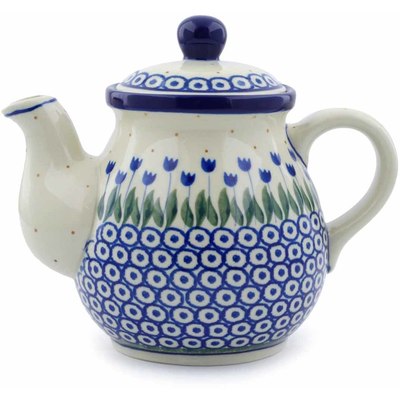 Polish Pottery Tea or Coffee Pot 20 oz Water Tulip