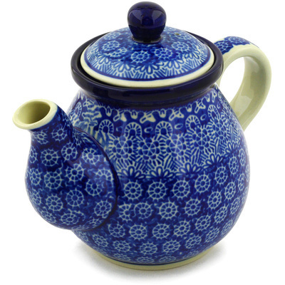 Polish Pottery Tea or Coffee Pot 20 oz Winter Frost
