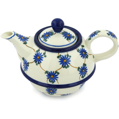 Polish Pottery Tea or Coffee Pot 22 oz Aster Trellis