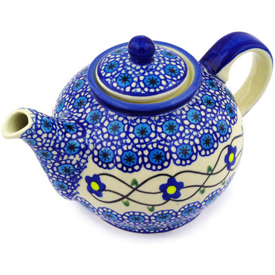 Polish Pottery Tea or Coffee Pot 22 oz Marguerite Daisy
