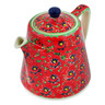 Polish Pottery Tea or Coffee Pot 29 oz Savvy Scarlet UNIKAT