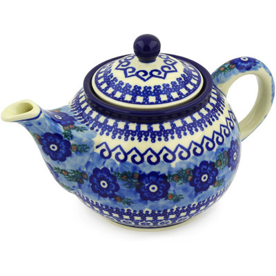 Polish Pottery Tea or Coffee Pot 3&frac12; cups Alpine Spring UNIKAT