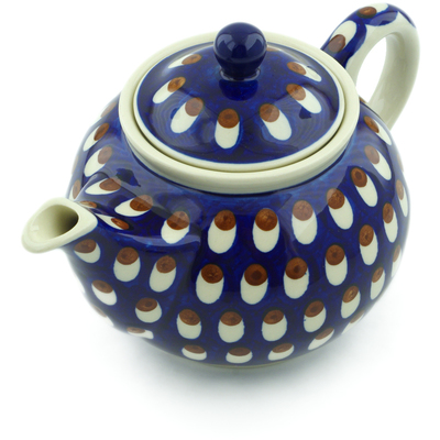 Polish Pottery Tea or Coffee Pot 3&frac12; cups American Peacock