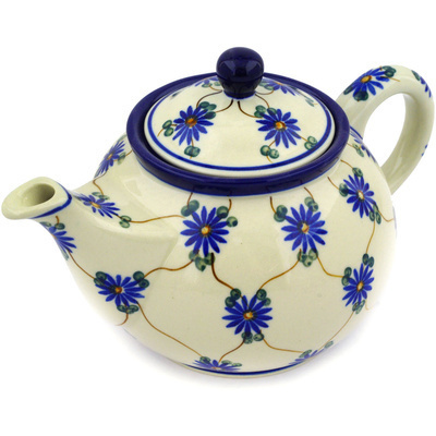 Polish Pottery Tea or Coffee Pot 3&frac12; cups Aster Trellis