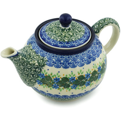 Polish Pottery Tea or Coffee Pot 3&frac12; cups Aster Wreath