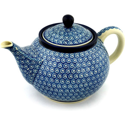 Polish Pottery Tea or Coffee Pot 3&frac12; cups Baltic Blue