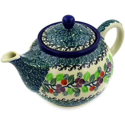 Polish Pottery Tea or Coffee Pot 3&frac12; cups Berry Garland