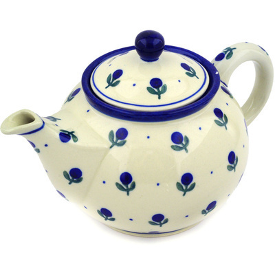 Polish Pottery Tea or Coffee Pot 3&frac12; cups Blue Buds
