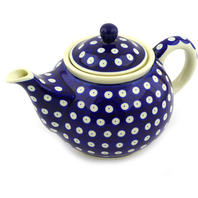 Polish Pottery Tea or Coffee Pot 3&frac12; cups Blue Eyes