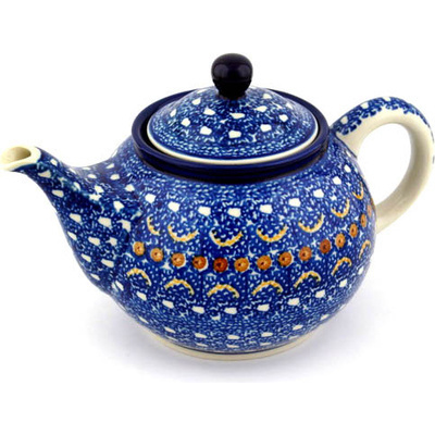Polish Pottery Tea or Coffee Pot 3&frac12; cups Blue Horizons