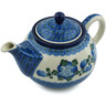 Polish Pottery Tea or Coffee Pot 3&frac12; cups Blue Poppies