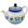 Polish Pottery Tea or Coffee Pot 3&frac12; cups Bluebells And Irises UNIKAT