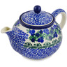Polish Pottery Tea or Coffee Pot 3&frac12; cups Blueberry Fields Forever