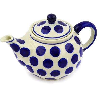Polish Pottery Tea or Coffee Pot 3&frac12; cups Bold Polka Dots