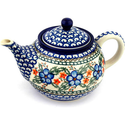 Polish Pottery Tea or Coffee Pot 3&frac12; cups Cobblestone Garden