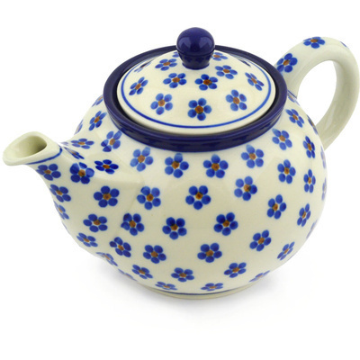 Polish Pottery Tea or Coffee Pot 3&frac12; cups Daisy Dots