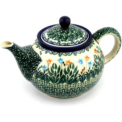 Polish Pottery Tea or Coffee Pot 3&frac12; cups Dancing Tulips