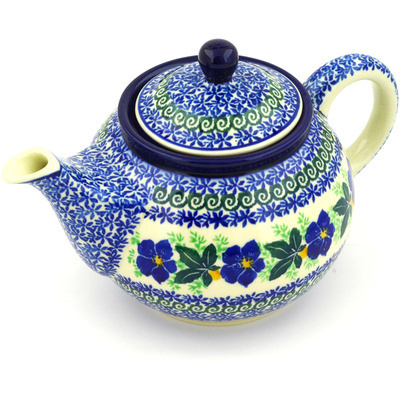 Polish Pottery Tea or Coffee Pot 3&frac12; cups Infinity Flower