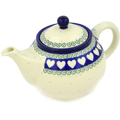 Polish Pottery Tea or Coffee Pot 3&frac12; cups Light Hearted
