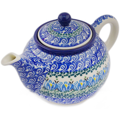 Polish Pottery Tea or Coffee Pot 3&frac12; cups Lotus Blossom