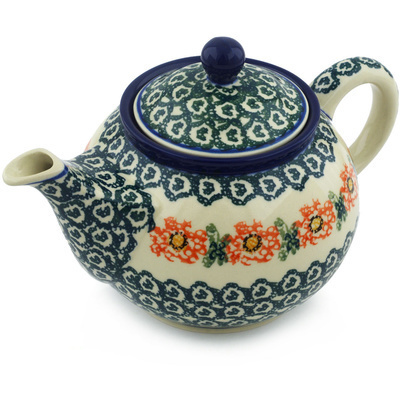 Polish Pottery Tea or Coffee Pot 3&frac12; cups Meadow Breeze