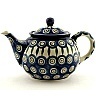 Polish Pottery Tea or Coffee Pot 3&frac12; cups Peacock Leaves