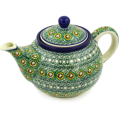 Polish Pottery Tea or Coffee Pot 3&frac12; cups Persian Rug UNIKAT