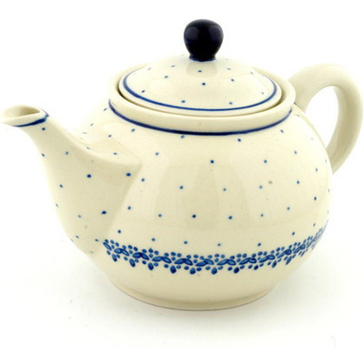 Polish Pottery Tea or Coffee Pot 3&frac12; cups Polka Dot Bouquet