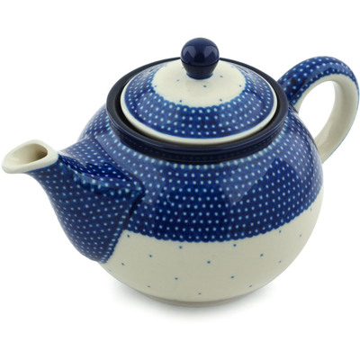 Polish Pottery Tea or Coffee Pot 3&frac12; cups Polka Dot Sprinkles UNIKAT
