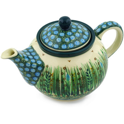 Polish Pottery Tea or Coffee Pot 3&frac12; cups Prairie Land UNIKAT