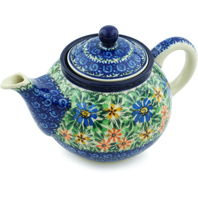 Polish Pottery Tea or Coffee Pot 3&frac12; cups Profusion UNIKAT
