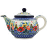 Polish Pottery Tea or Coffee Pot 3&frac12; cups Spring Butterfly UNIKAT