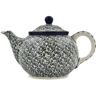 Polish Pottery Tea or Coffee Pot 3&frac12; cups Swirling Vine