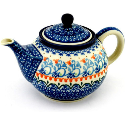 Polish Pottery Tea or Coffee Pot 3&frac12; cups Tulip Trio