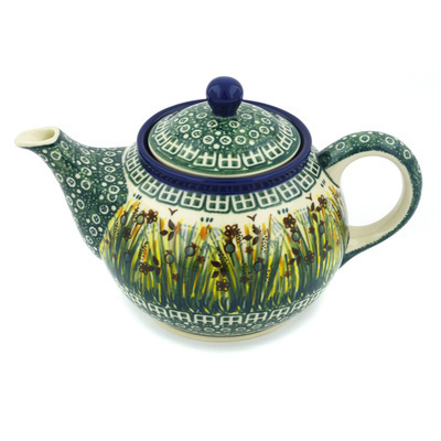 Polish Pottery Tea or Coffee Pot 3&frac12; cups Wheat Garden UNIKAT