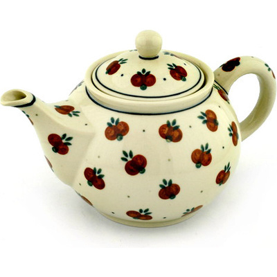 Polish Pottery Tea or Coffee Pot 3&frac12; cups Wild Cherry