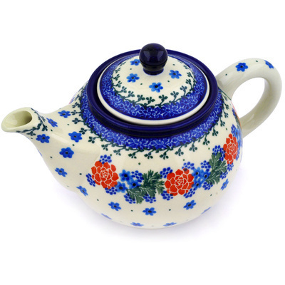 Polish Pottery Tea or Coffee Pot 3&frac12; cups Winter Wreath