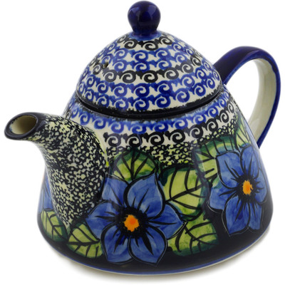 Polish Pottery Tea or Coffee Pot 33 oz Midnight Glow UNIKAT