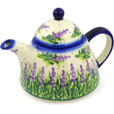 Polish Pottery Tea or Coffee Pot 34 oz Bluebonnet Fields