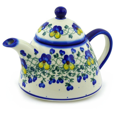 Polish Pottery Tea or Coffee Pot 34 oz Indigo Dream