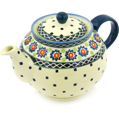 Polish Pottery Tea or Coffee Pot 34 oz Sunburt Circle
